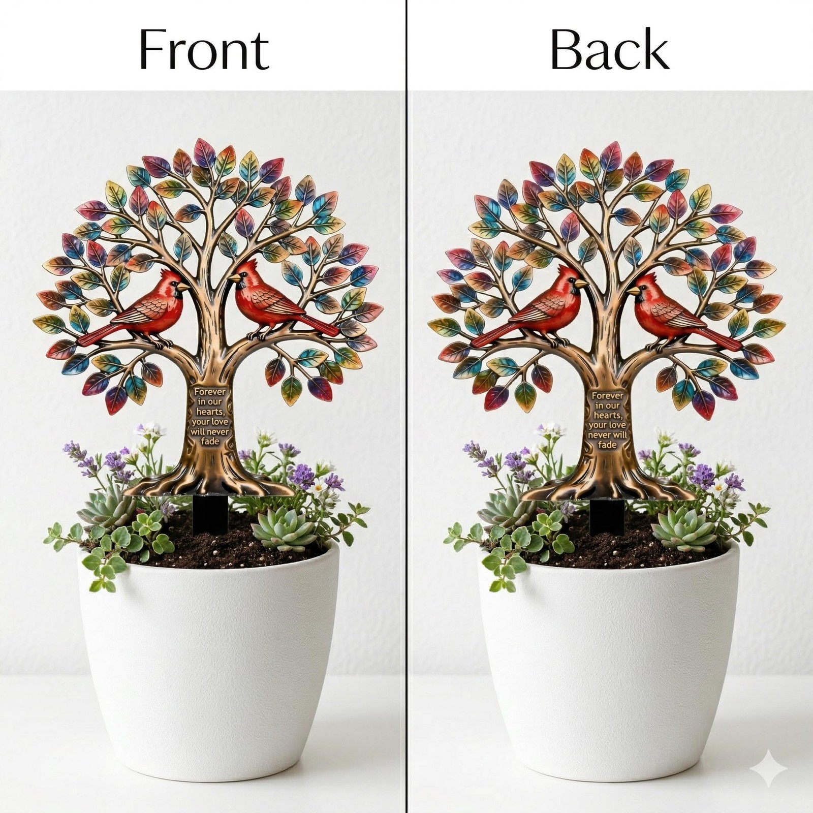 Metal Grave Decorations for Cemetery, Cardinal Tree of Life Tombstone Memoria…