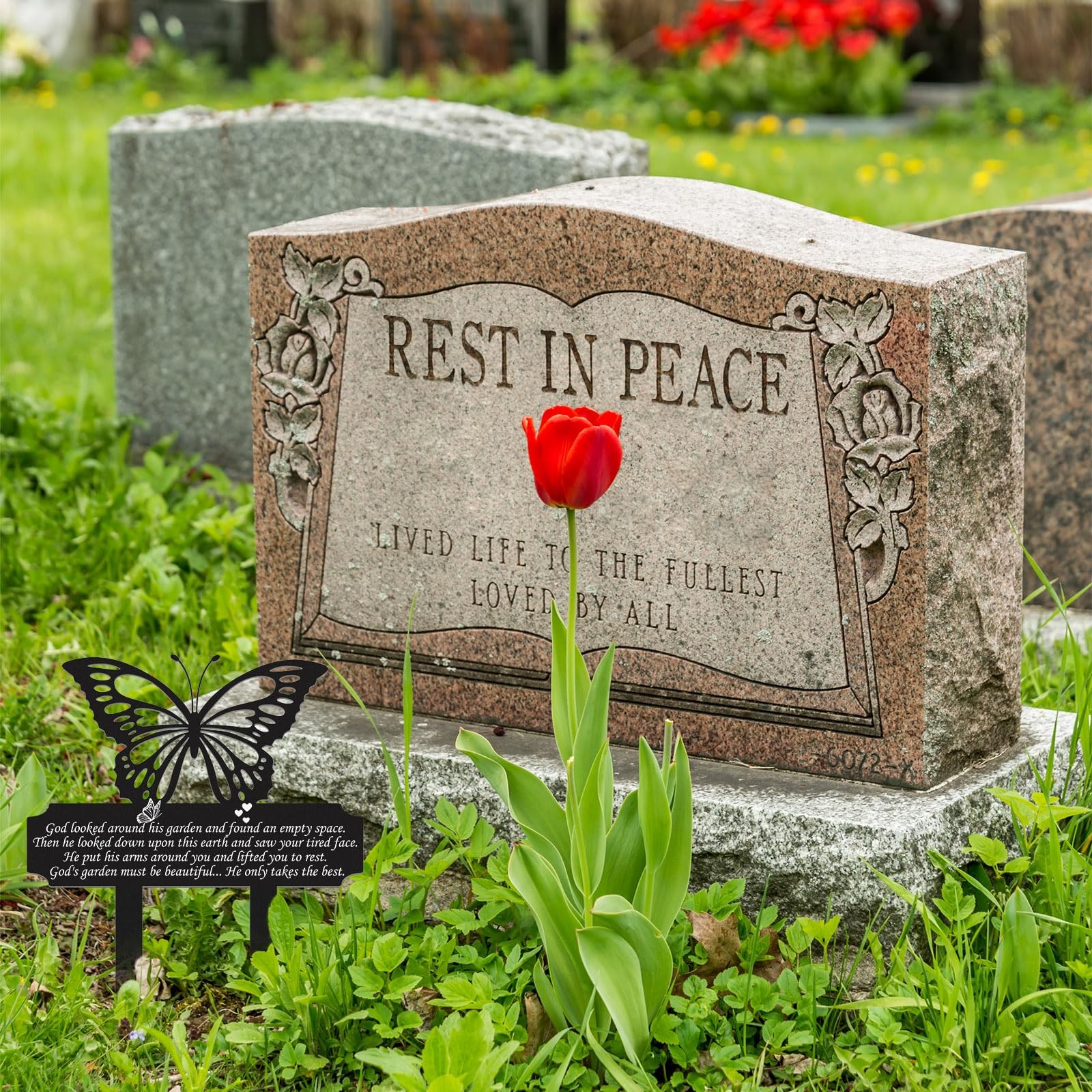 Grave Decoration for Cemetery Butterfly Memorial Stake Headstone for Grave Me…