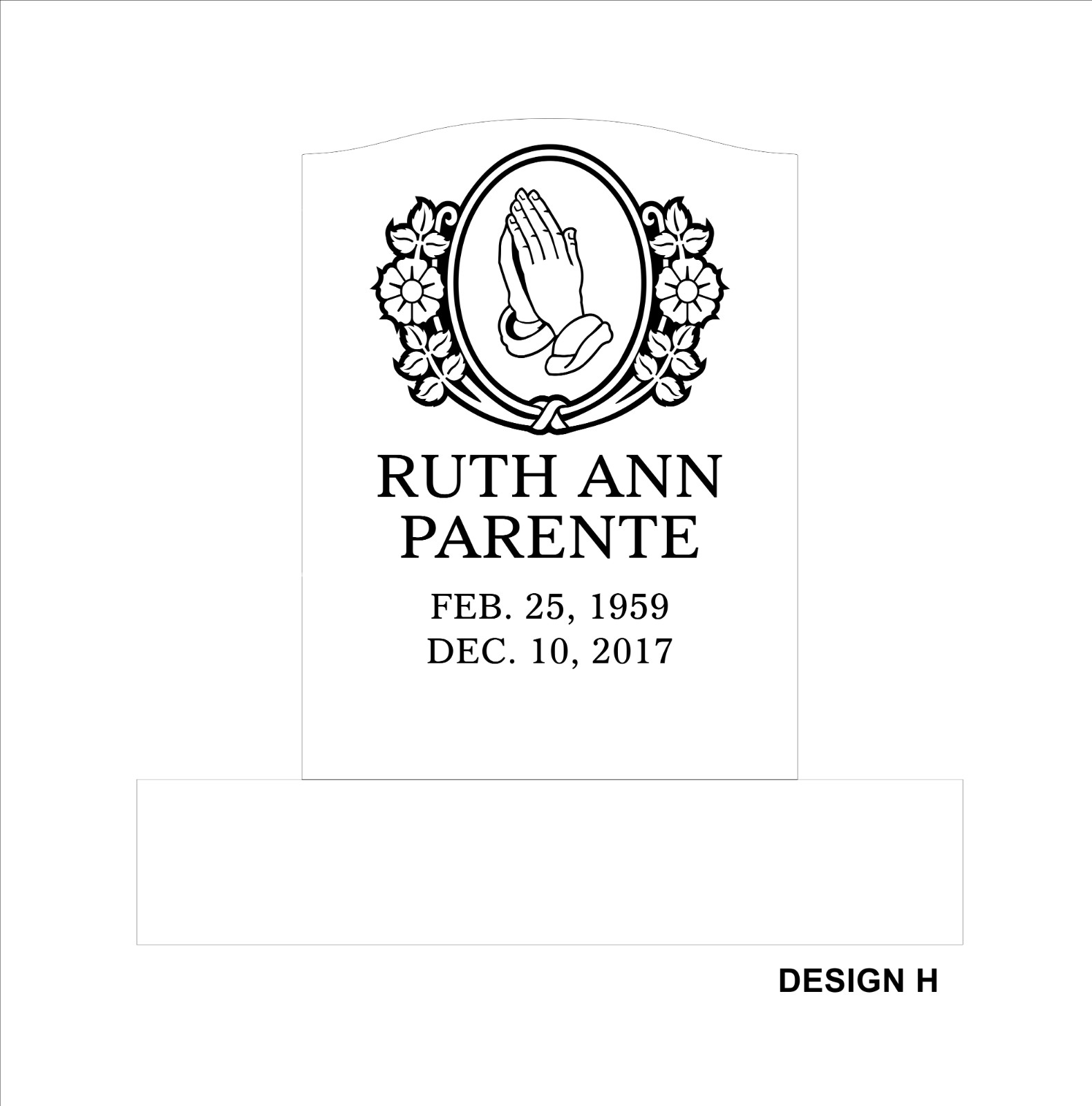 Cemetery headstone -small single- includes engraving-