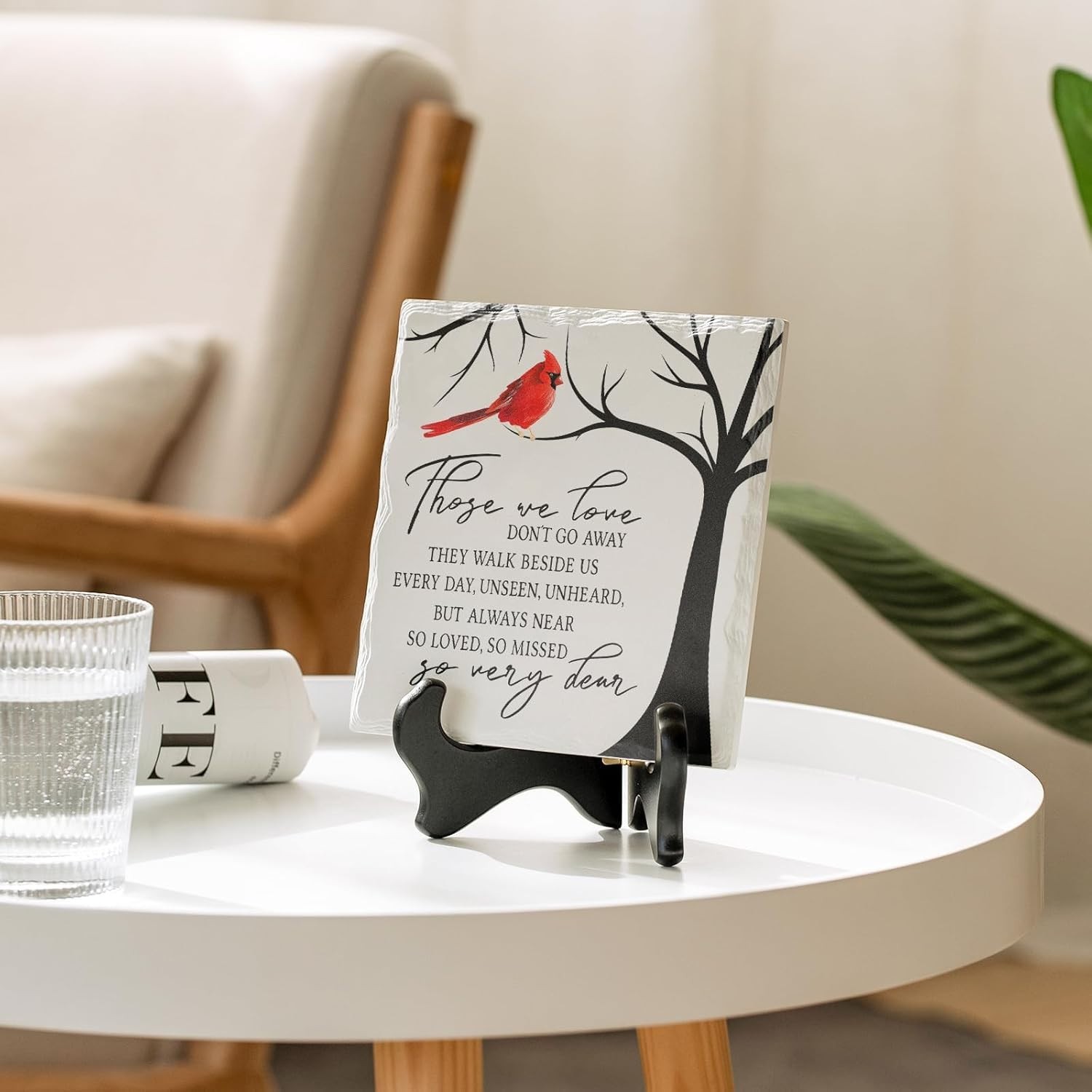 Memorial Gift with Easel 6 Inch Cardinal Ceramic Plaque for Celebration Of Life