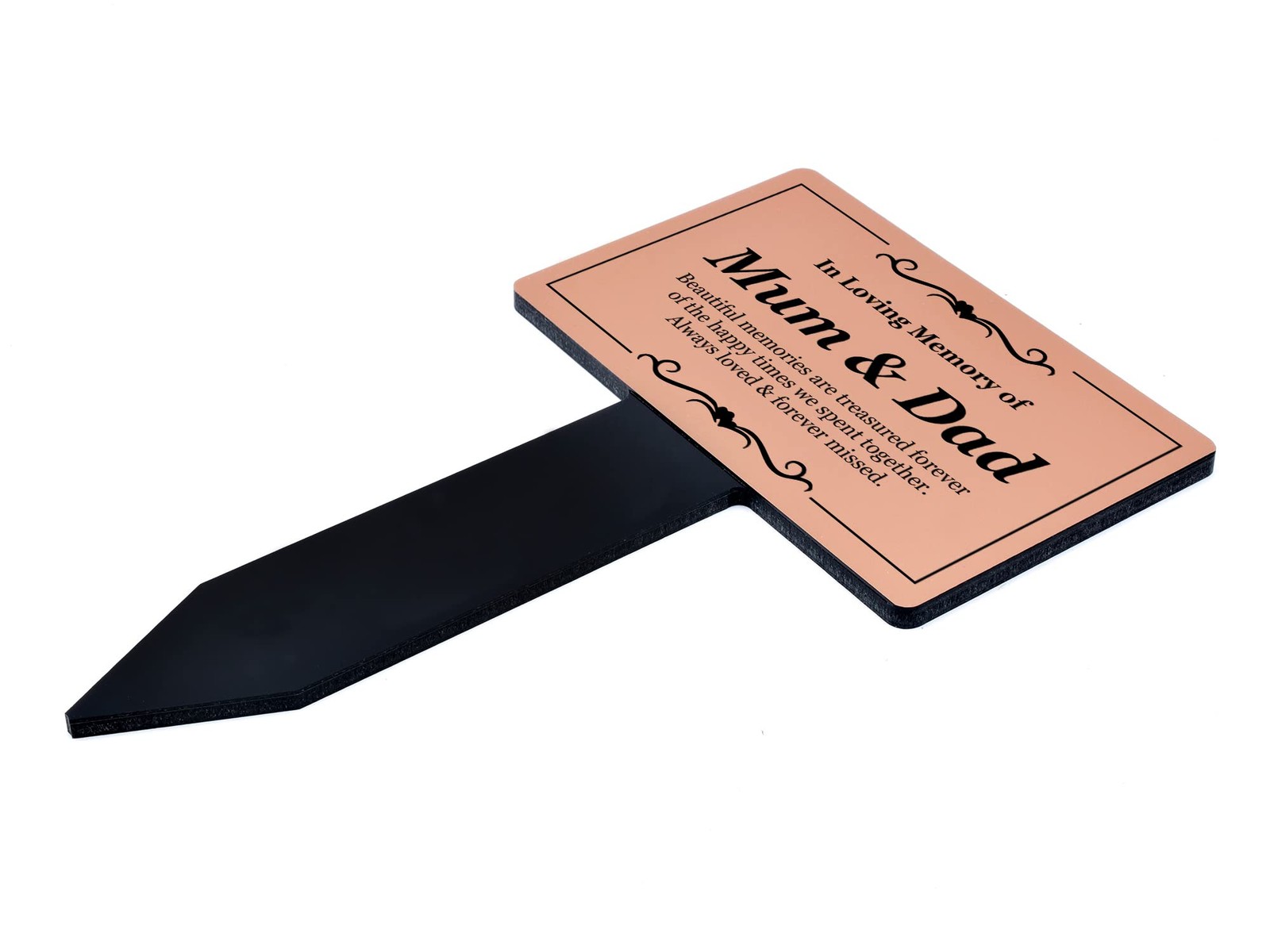 Mom & Dad Memorial Remembrance Plaque Stake – Copper and Black Acrylic, Water…