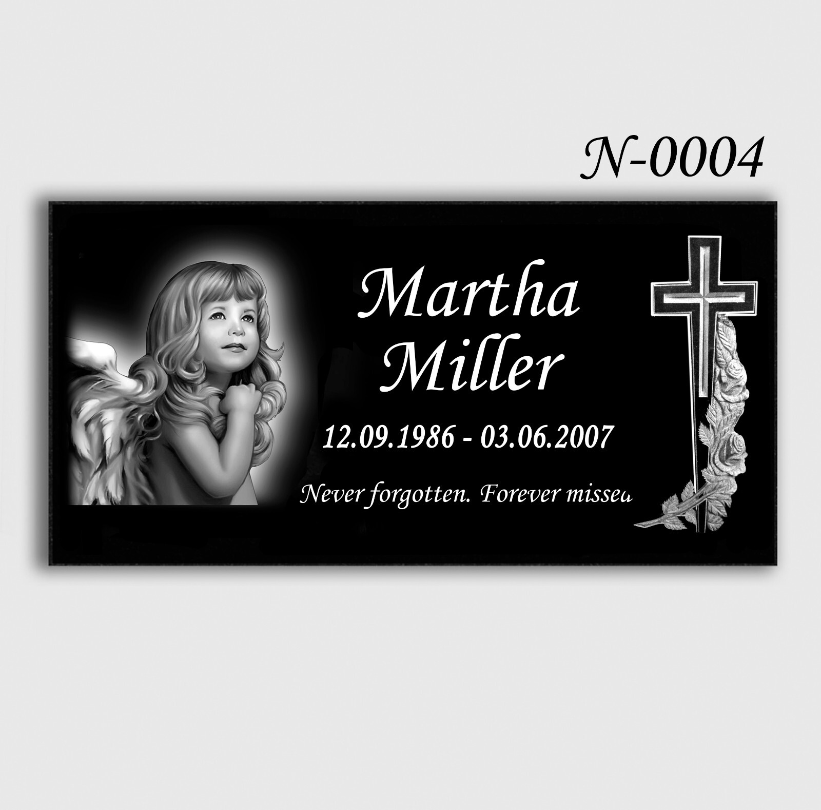 Infant Loss Grave Marker, Personalized & Engraved on Black Granite