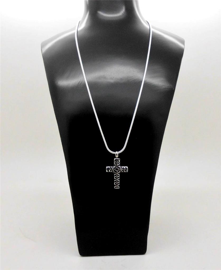 Black & Silver Celtic Keepsake Memorial Cross Cremation Funeral Urn Pendant NIB