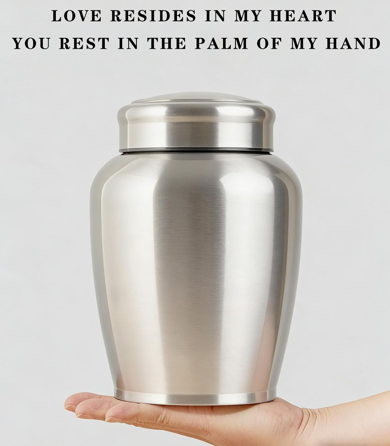 Large Stainless Steel Silver Urn for Ashes Adult Male & Female Cremation Urn for