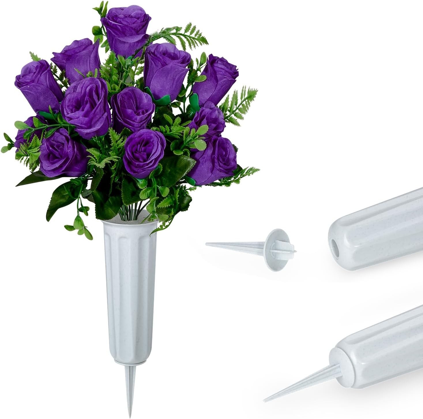 Forever in Bloom: 2 Artificial Rose Bouquets with Vases for Lasting Remembrance
