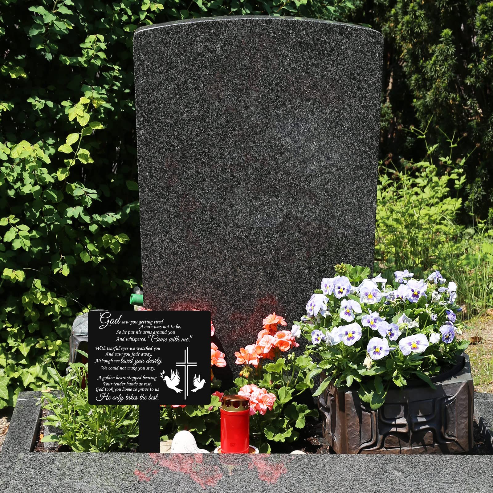 Memorial Remembrance Plaque Stake Waterproof Acrylic Grave Marker for Black