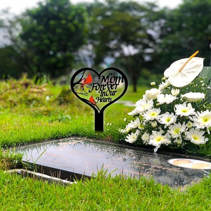 Heart Shaped Metal Memorial Plaque Mom Dad Garden Cemetery Grave Marker New