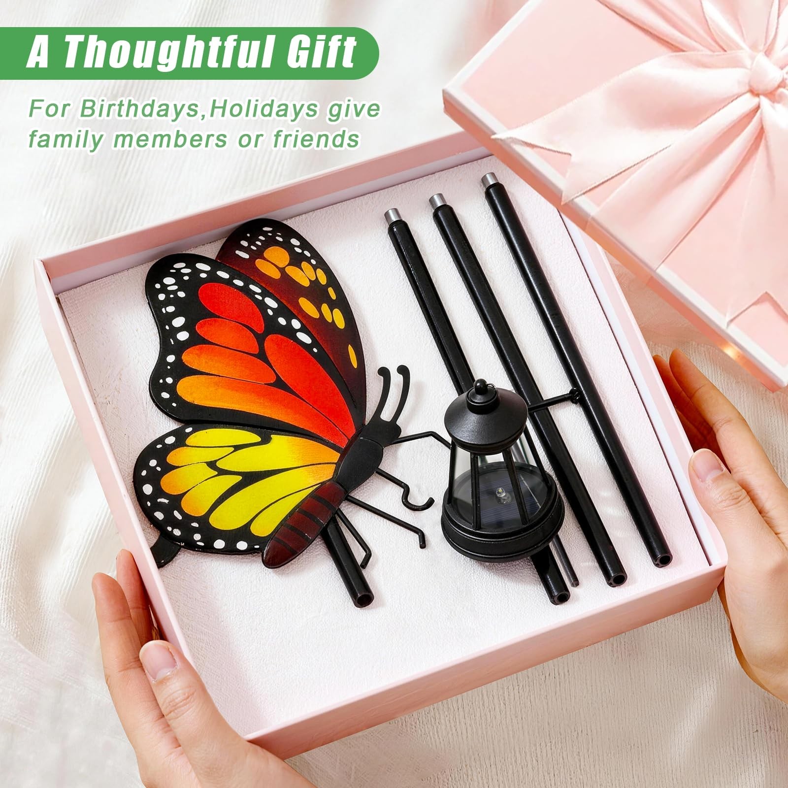 Solar Lights Outdoor Waterproof Butterfly Garden Decor,32.28in Garden Butterf…
