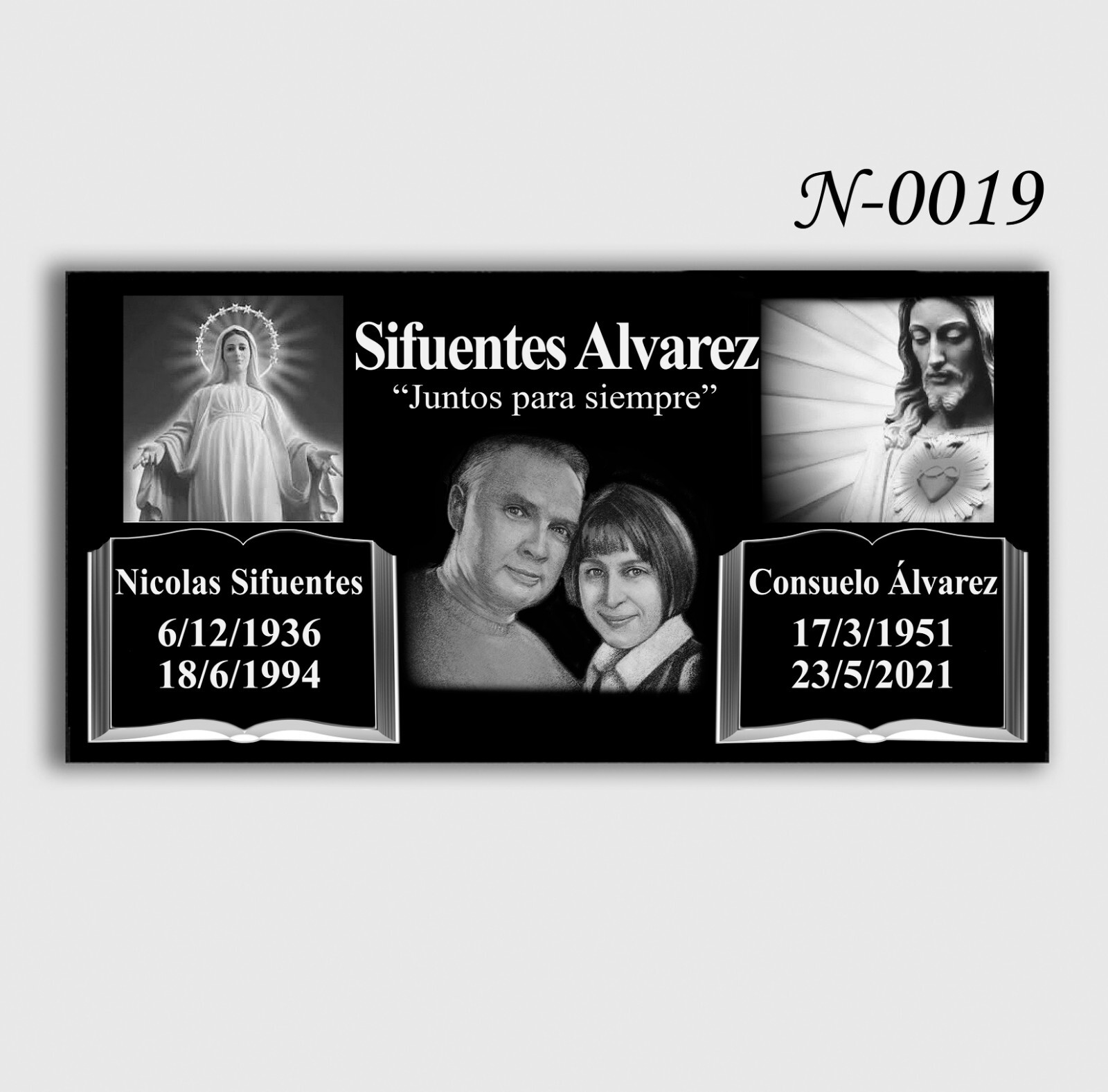 Headstone Tombstone 24x12x4 inches Solid Black Granite Diamond Engraved