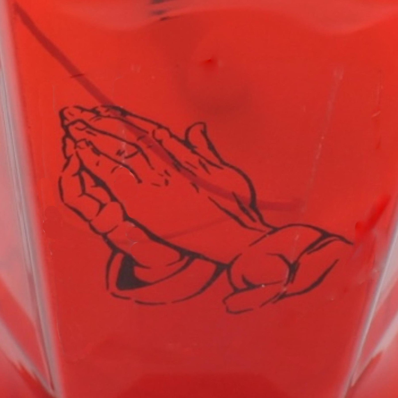 Memorial LED Solar Candle In Red Holder with Praying Hands Graveside Ornament