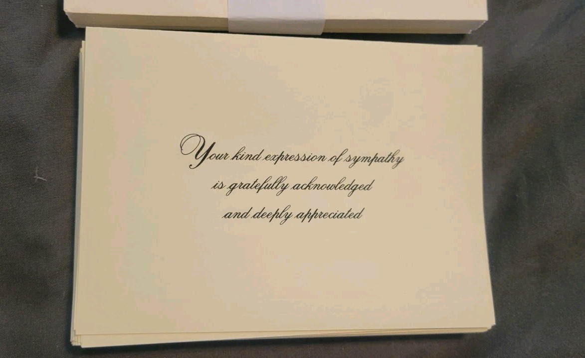 25 Ecru*Cream Acknowledgement Thank You Cards w/Envelopes Funeral Note Cards-New