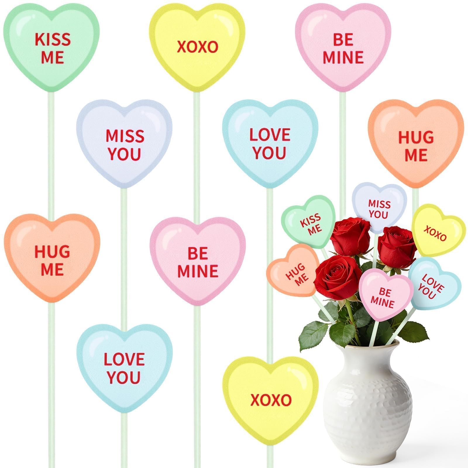 Valentine’s Day Heart Picks 12 DoubleSided Garden Stakes for Home Decor