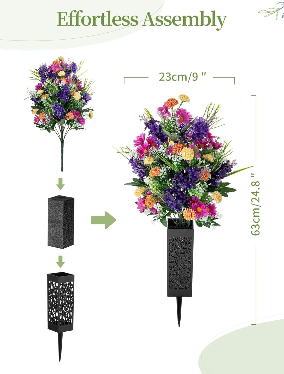 Artificial Cemetery Flowers for Grave: Memorial Day Flowers for Cemetery – Ou…