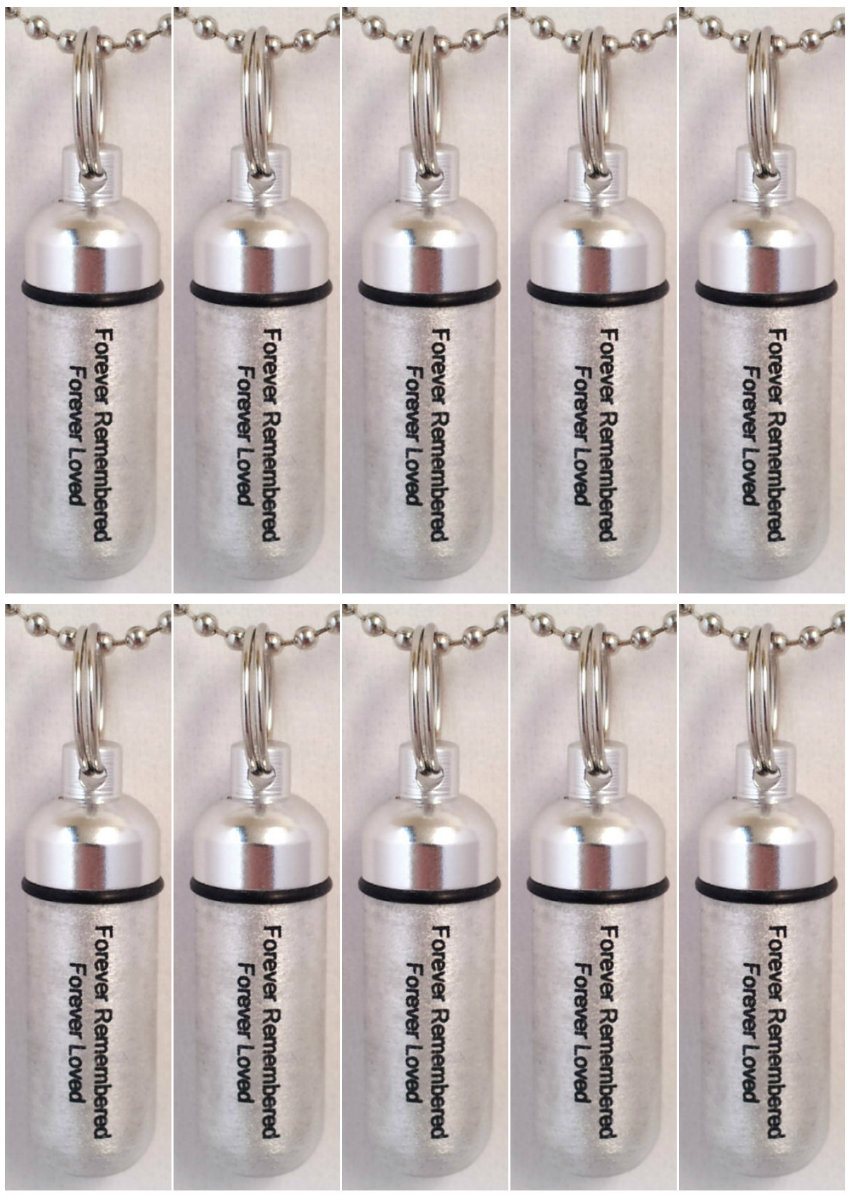 ENGRAVED!! 10 Brushed Silver “Forever Remembered Forever Loved” CREMATION URNS