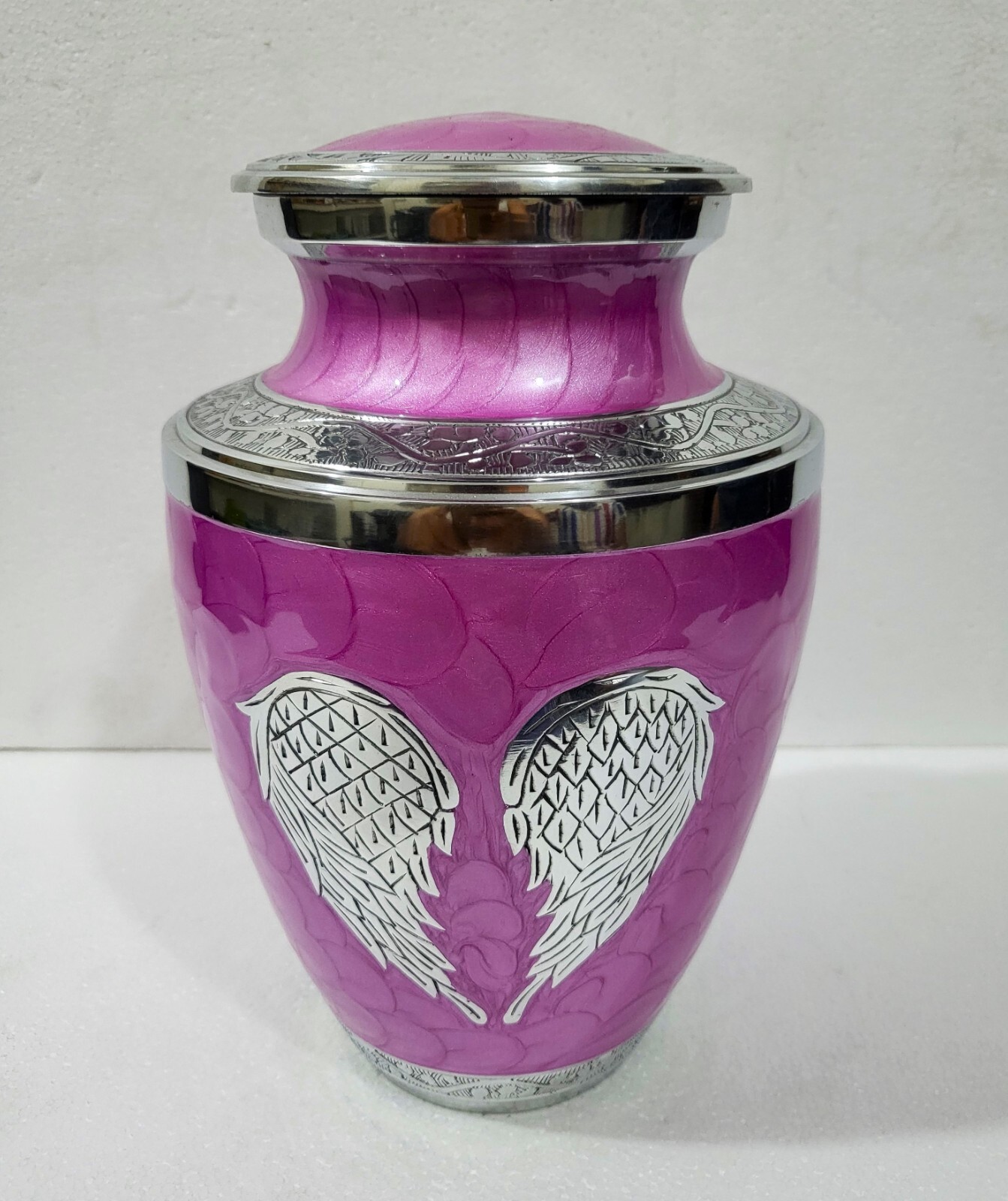 Angel Wings Urn Pink for Human Ashes Adult Cremation Urns with Velvet Bag 10″