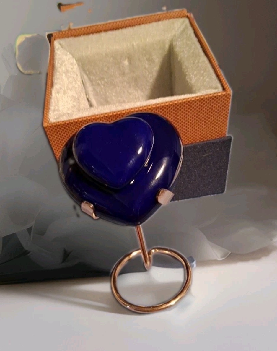 Mini Cremation Urn Heart with Stand & Box Keepsake Urn for Ashes-Adult,Child Pet