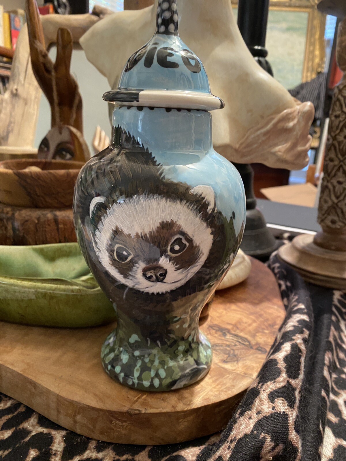 Custom SMALL Pet urn for cats ferrets cremation urns handmade 2 pets hand paint