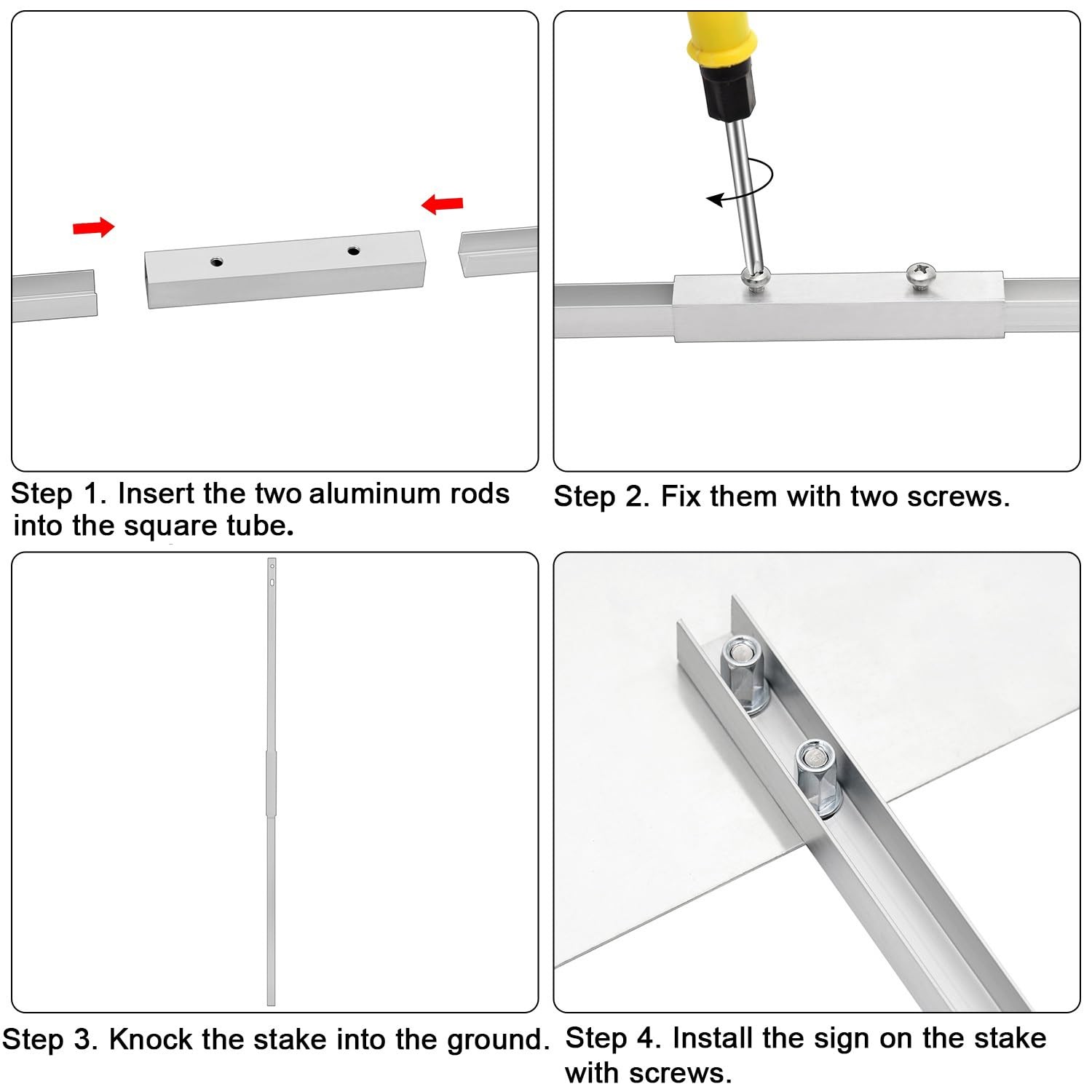 27.5″ Aluminum Yard Sign Stake with Hardware for Ground Installation
