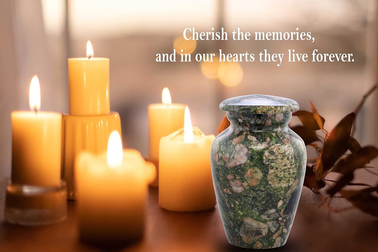 Small Keepsake Cremation Urns for Human Ashes – Marble Finish Metal Keepsake Urn