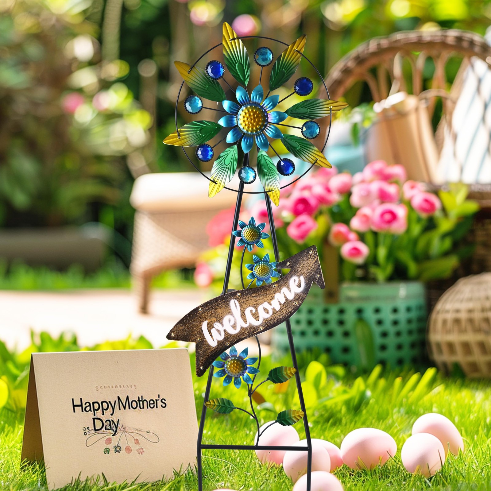 Wind Spinners Outdoor Solar Decor, Hummingbird Metal Windmill for Yard Decora…