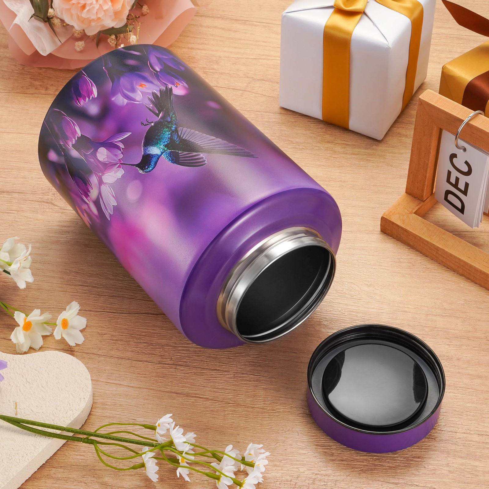 Cremation Urn for Human Ashes Large 9.25″ Purple Hummingbird – Holds Up to 220