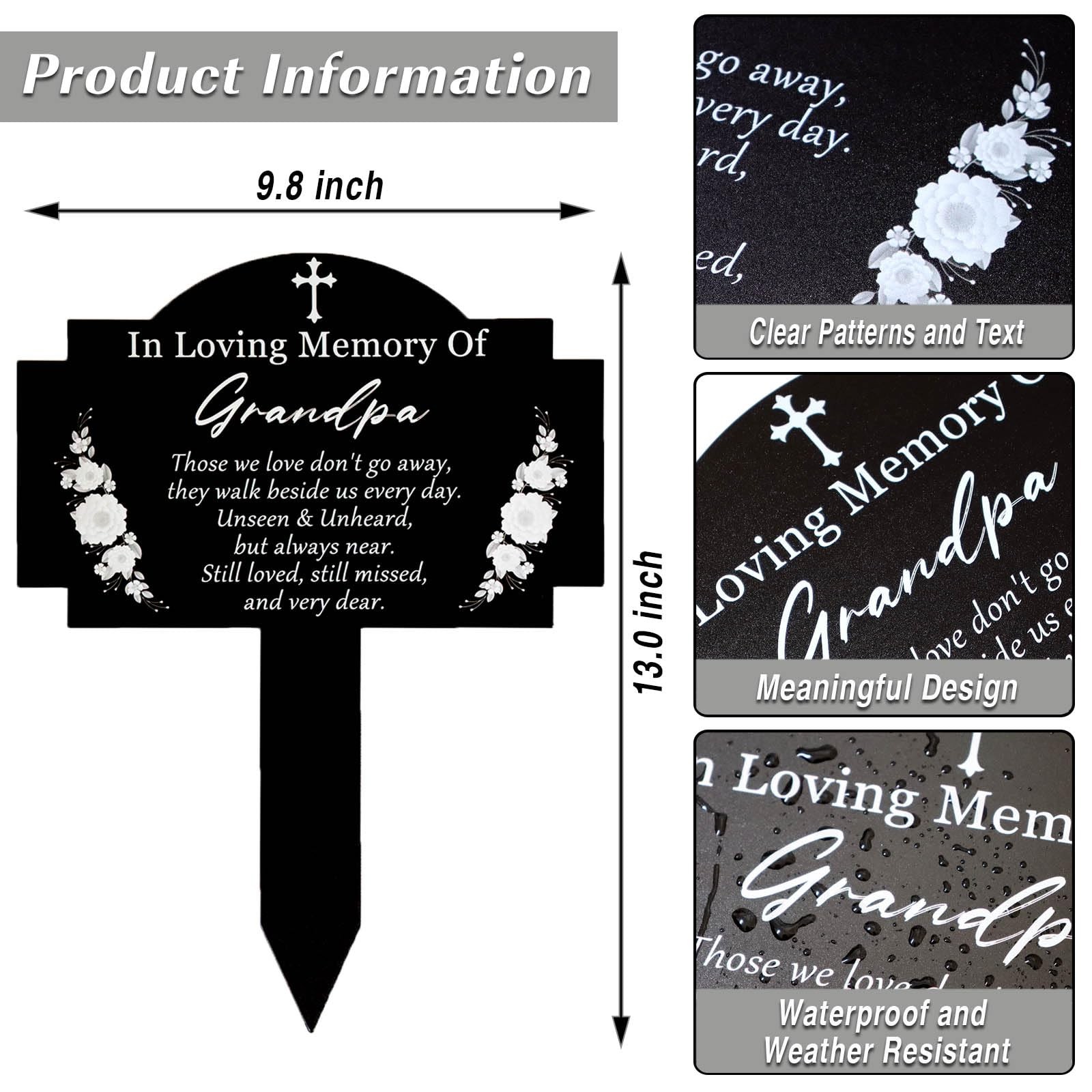 Grave Decorations for Cemetery Grave Marker Memorial Stakes, Waterproof Metal…
