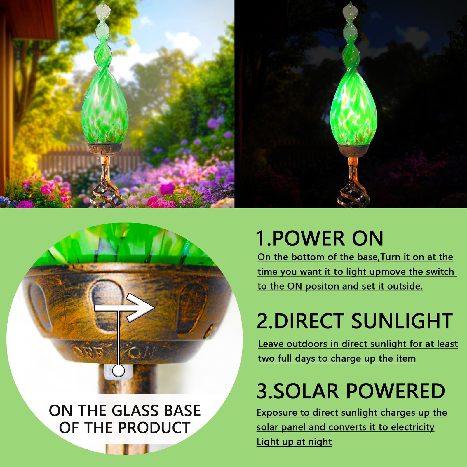 Outdoor Solar Garden Lights – LED Flame Stakes with Waterproof Glass Design