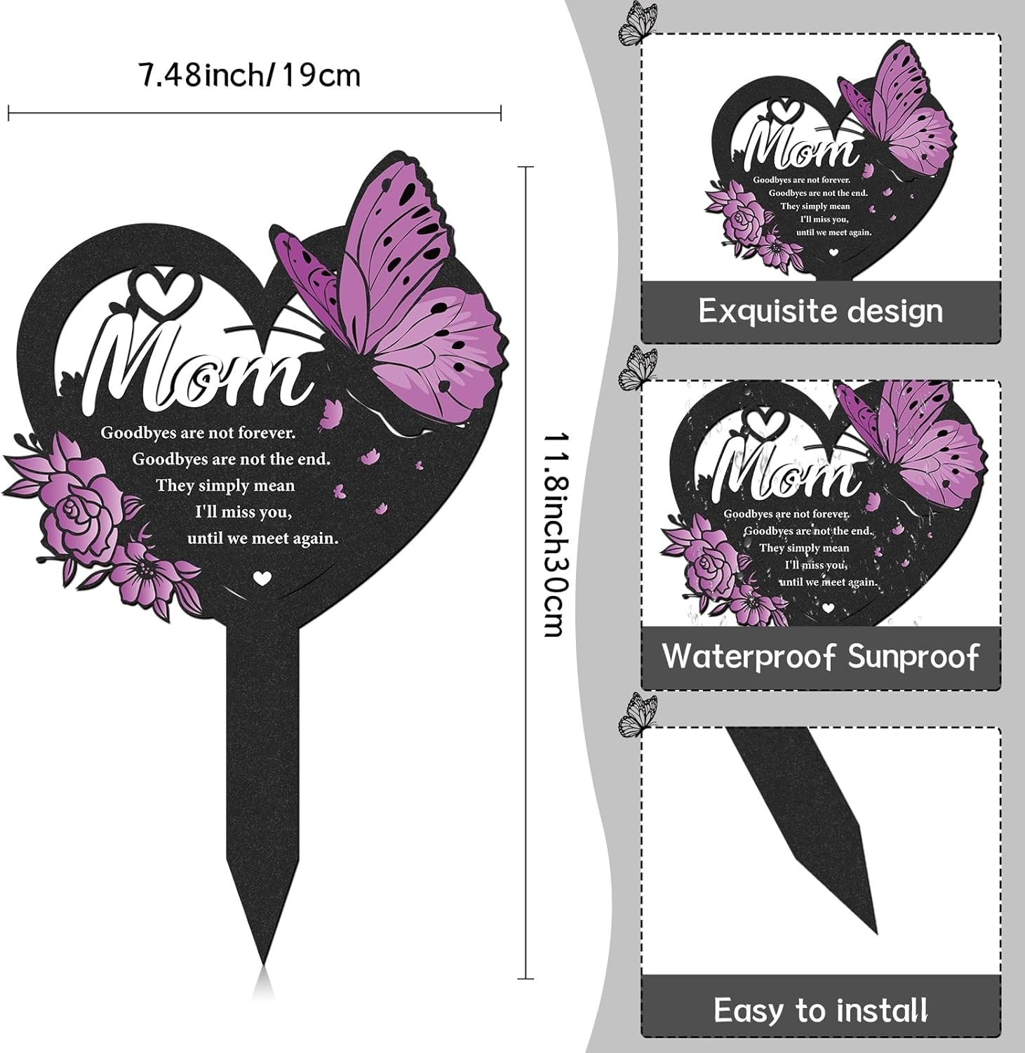 Memorial Sister Grave Stakes – Metal Butterfly Cemetery Markers Decorations f…