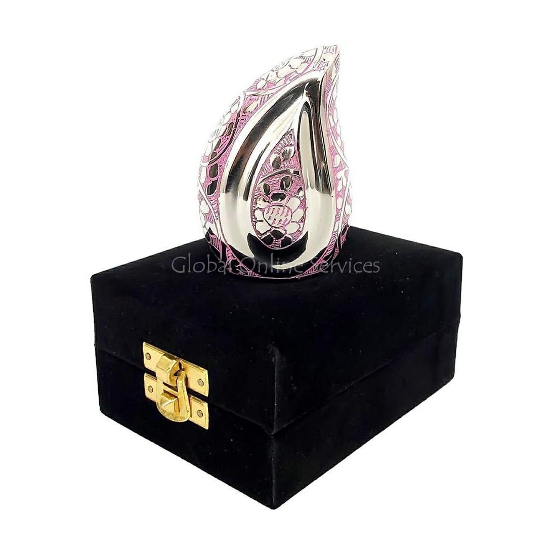 White Butterfly Design Portland Pink Small Teardrop Human Urn for Ashes