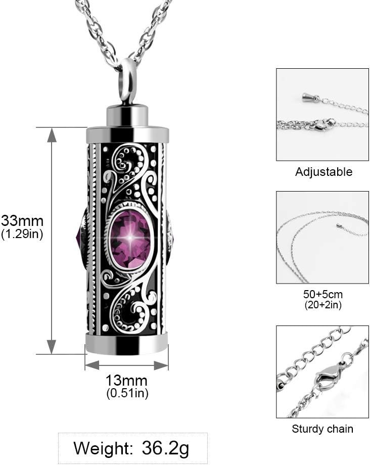 Stylish Purple Stainless Steel Ashes Pendant – Keepsake Urn Necklace for Women