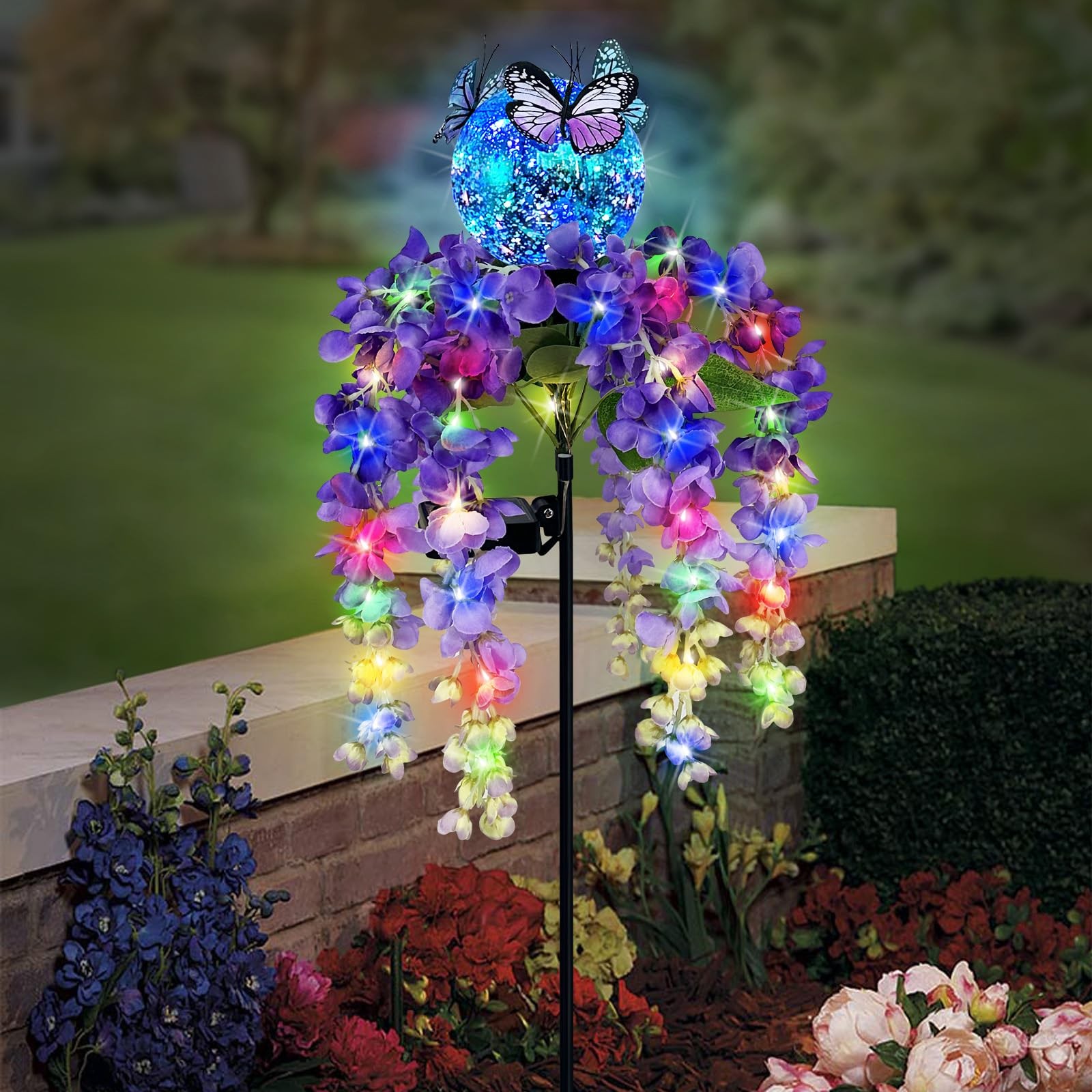 Best Solar Lights Outdoor Pathway Wisteria Flower Garden Stakes,Colorful LED for