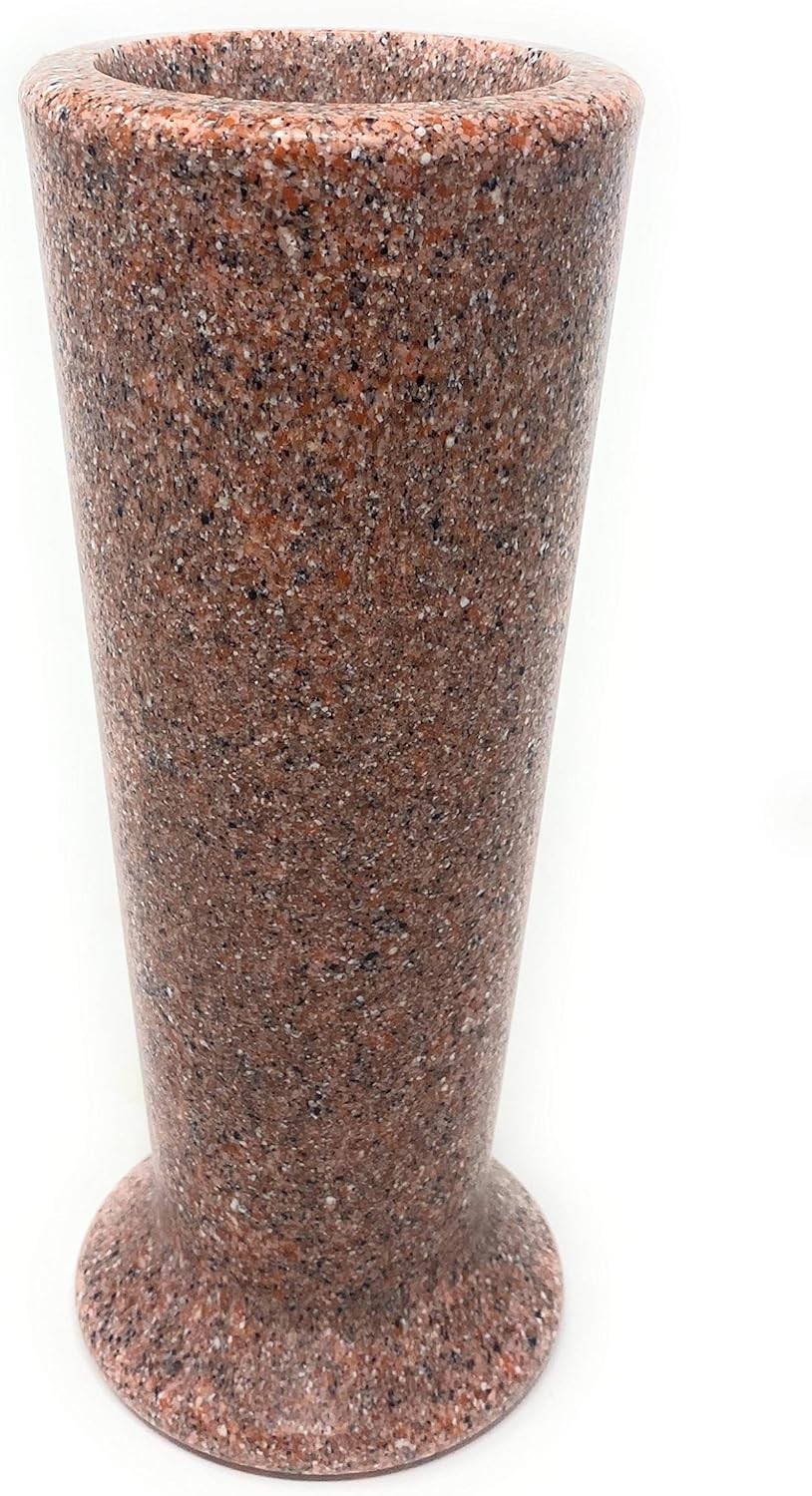 Durable Slim Memorial Cemetery Flower Vase – N. American Pink Granite Design