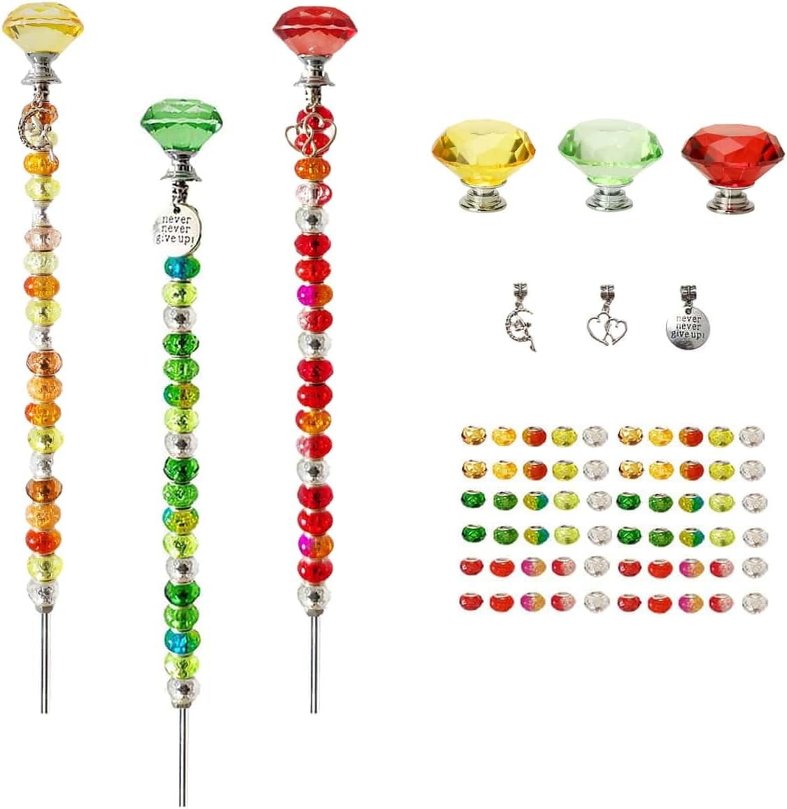 72Pcs Beaded Garden Stakes Kit DIY Fairy Wand Garden Stake Beads Kit Fairy