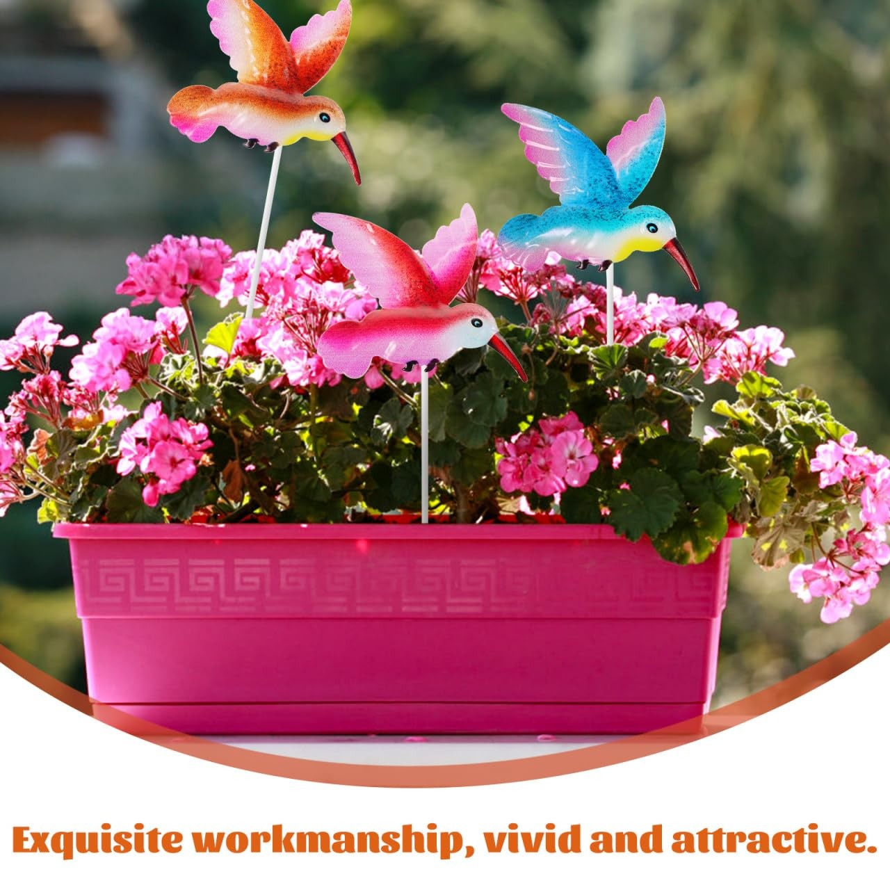 4PCS Iron Hummingbird Stakes, Bird Decorative Garden Stakes Hummingbird Garde…