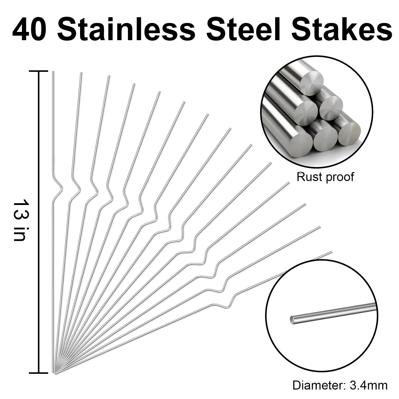 40 Pack Metal Yard Sign Stakes, 13 Inch Heavy Duty Wire Holders for Outdoor Use
