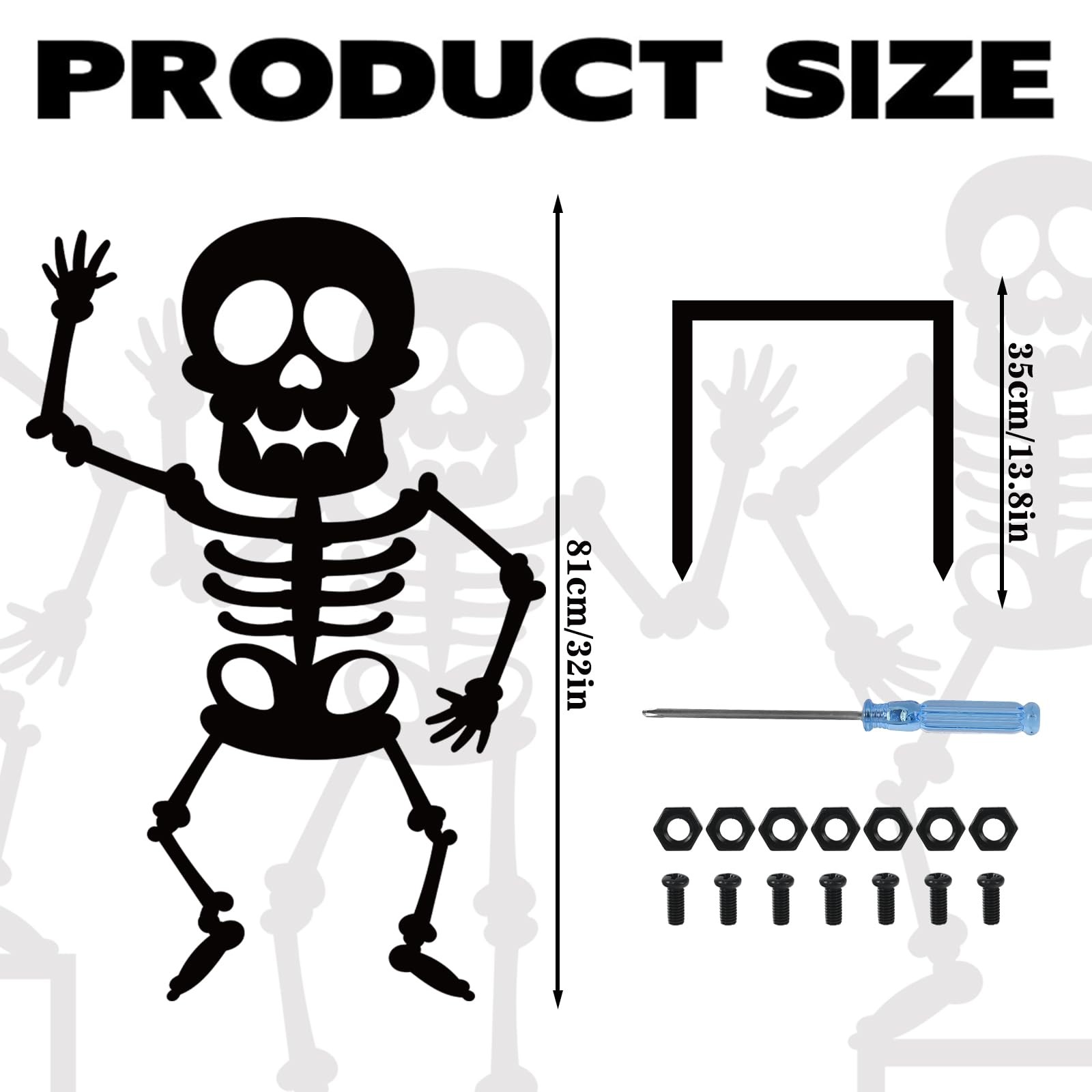 3Pcs Halloween Decoration Outdoor Metal Yard Stakes 45″ Tall Dancing Skeleton…