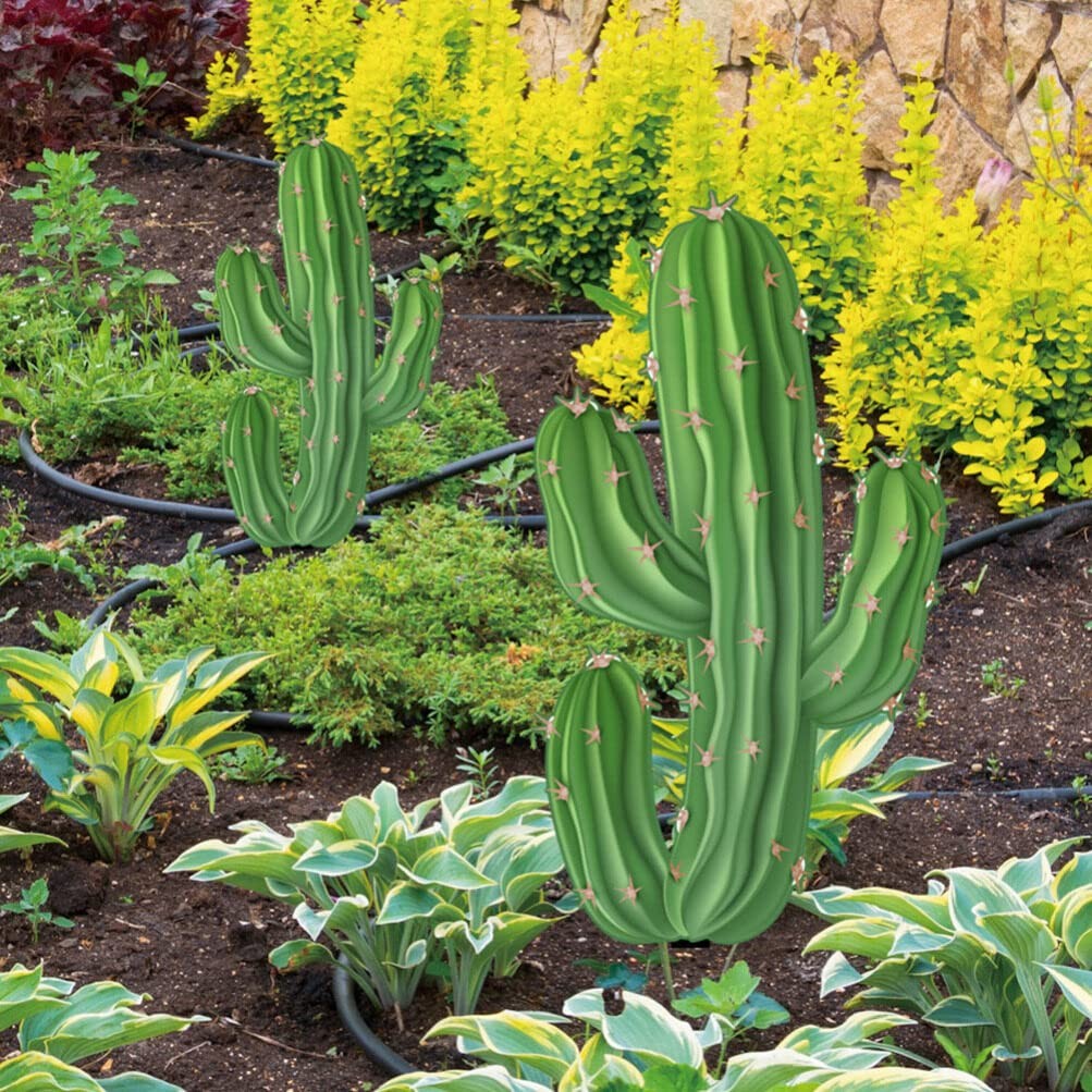 9.4In Acrylic Cactus Yard Stake – Realistic Faux Succulent, Weather-Resistant…