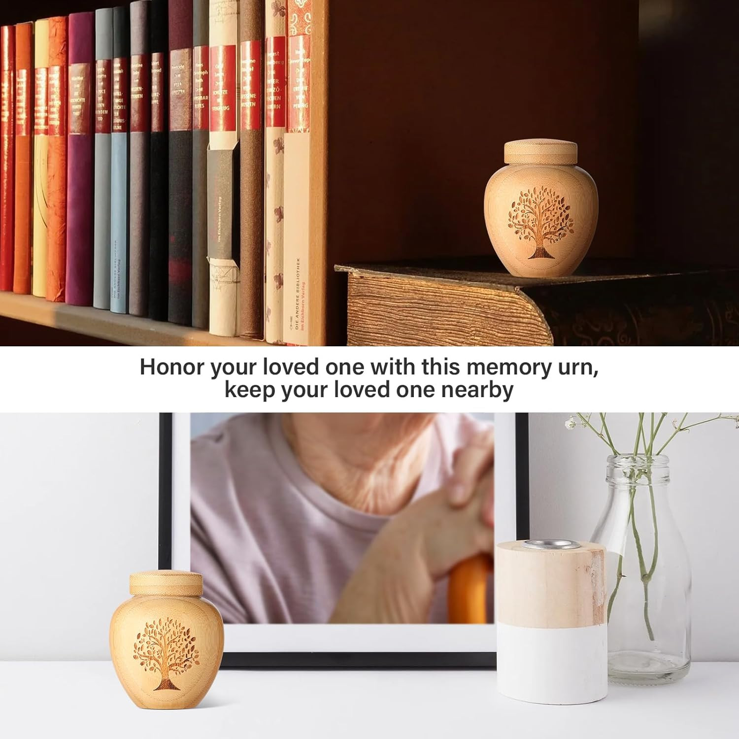 HOOMTREE Small Urns for Human Ashes Keepsake Set of 1,Mini Urns for Ashes Made o