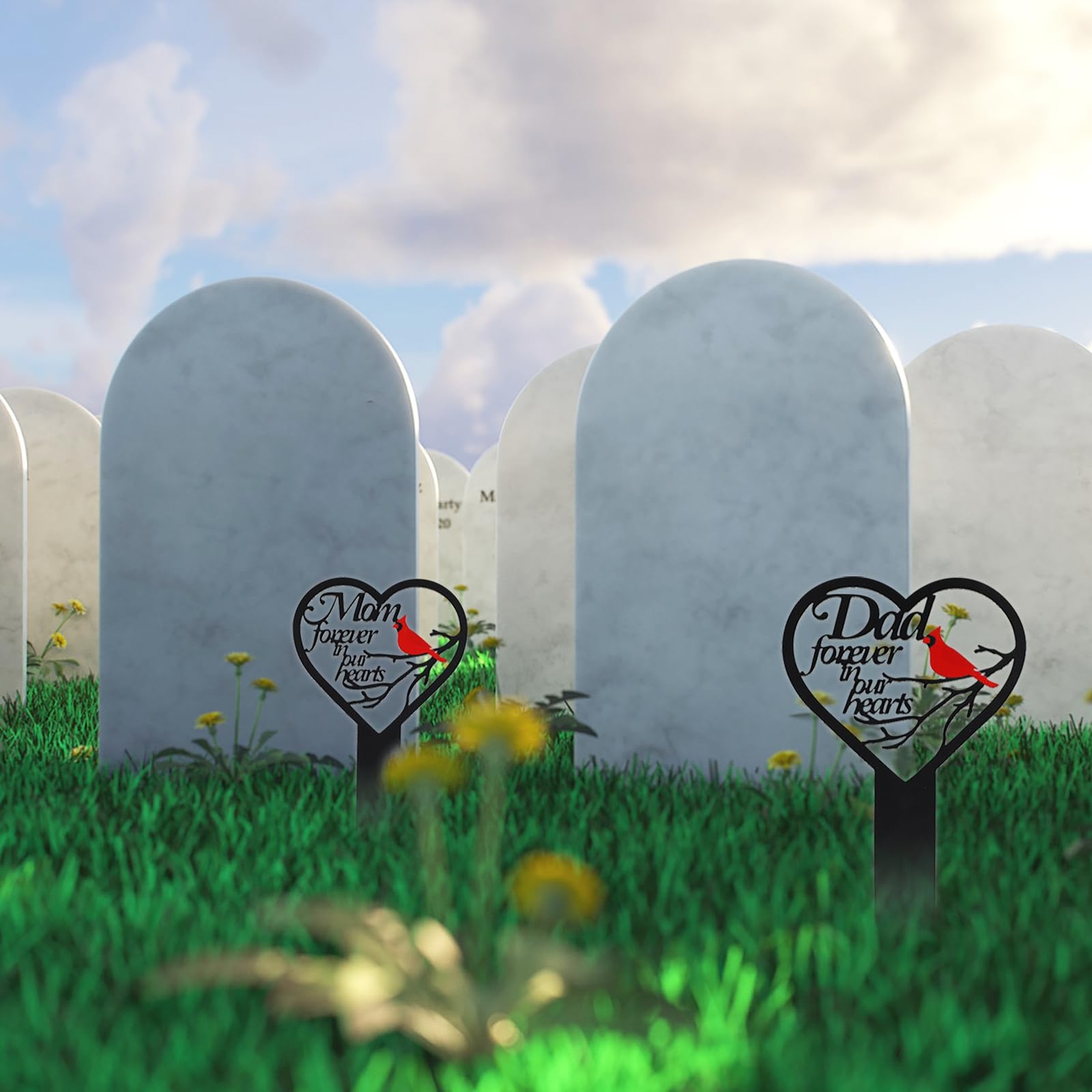 Memorial Grave Markers Heart Memorial Plaque Stake Sympathy Grave Markers Cem…
