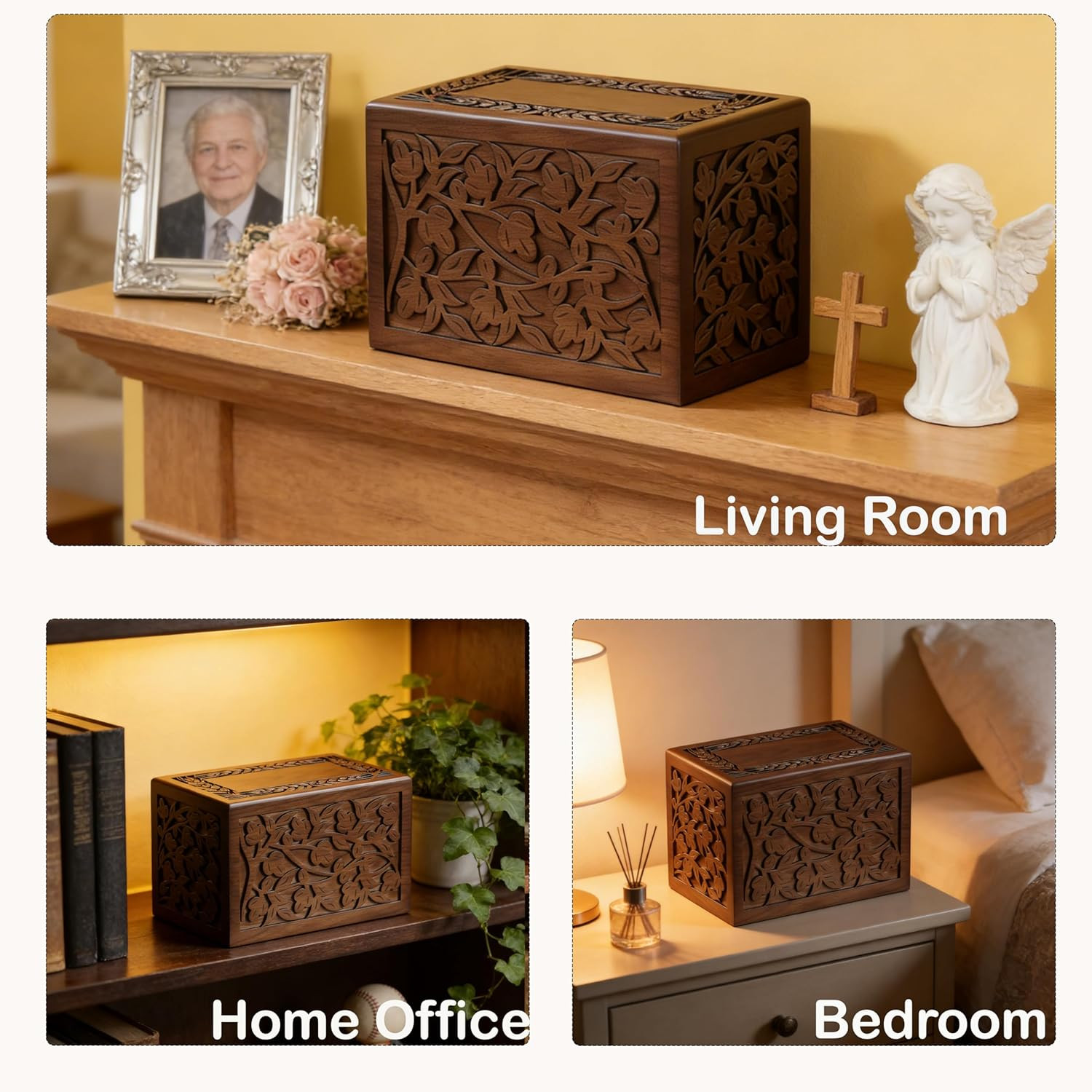 Tree of Life Wooden Cremation Urn for Human Ashes Adult Men Women & Large Pet, 2