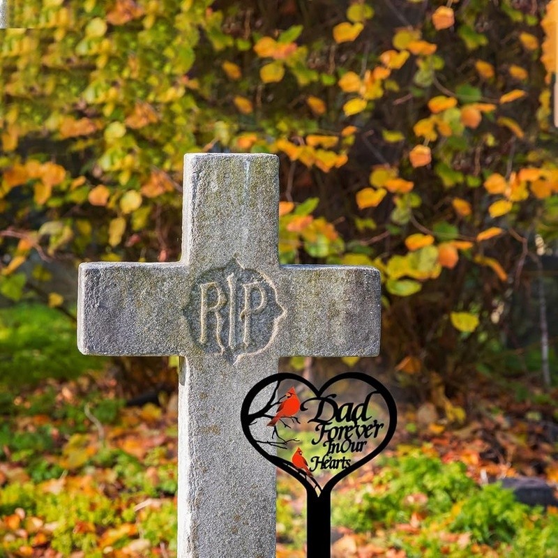 Heart Shaped Metal Memorial Plaque Mom Dad Garden Cemetery Grave Marker New