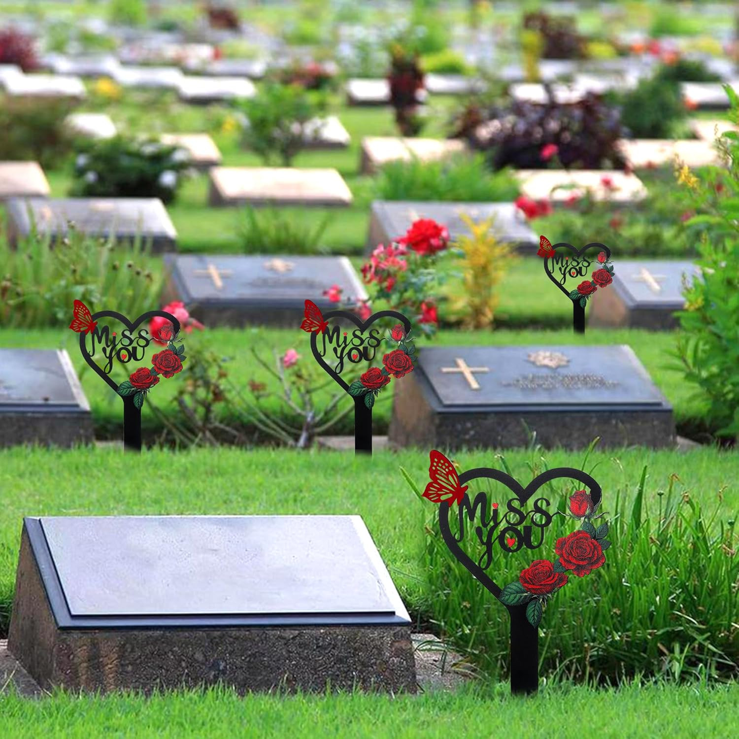 Memorial Grave Markers Heart Memorial Plaque Stake Large Cemetery Decorations fo