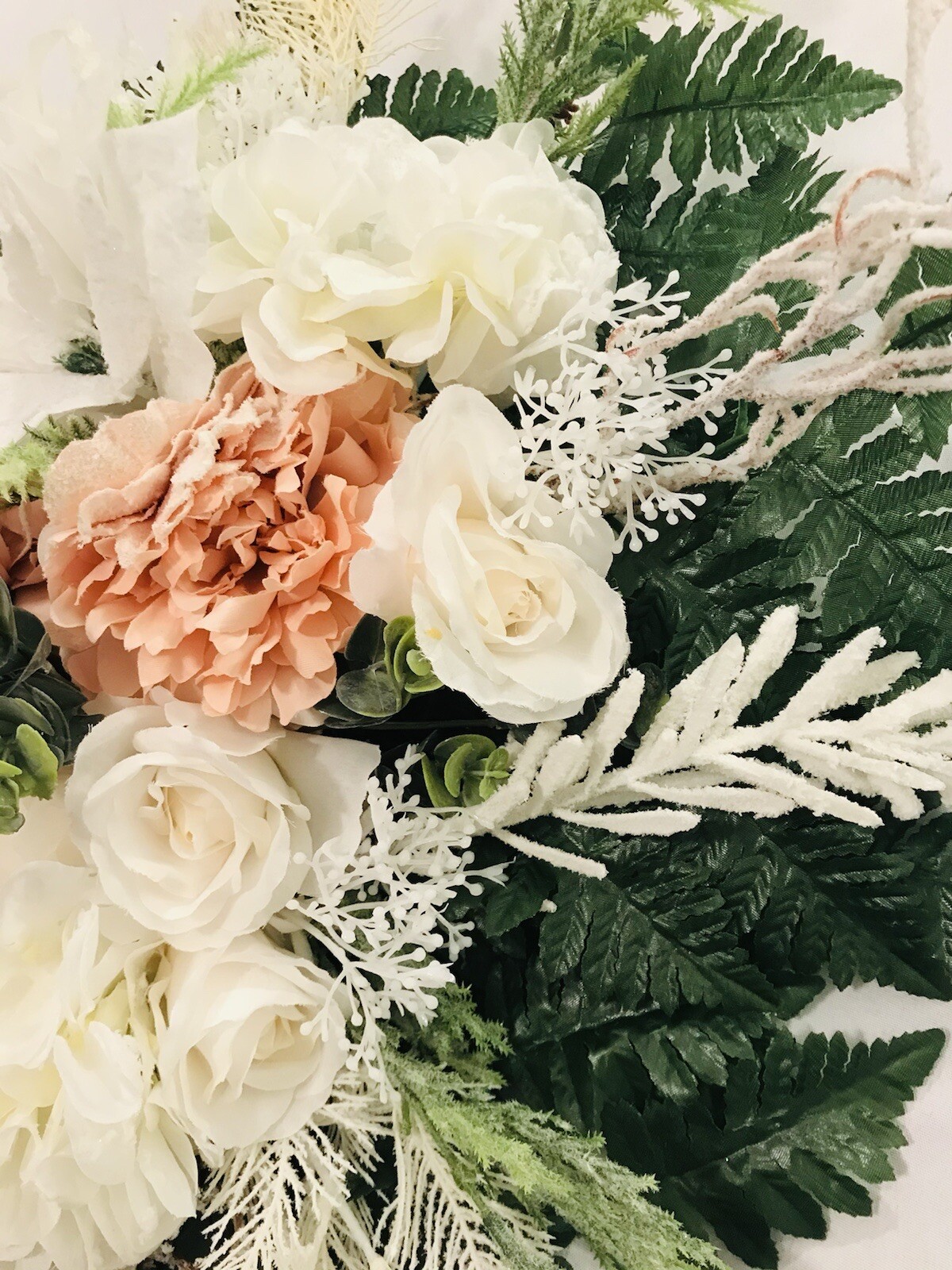 Pink And White Silk Flowers For Cemetery Grave Marker/bevel, Memorial Flowers