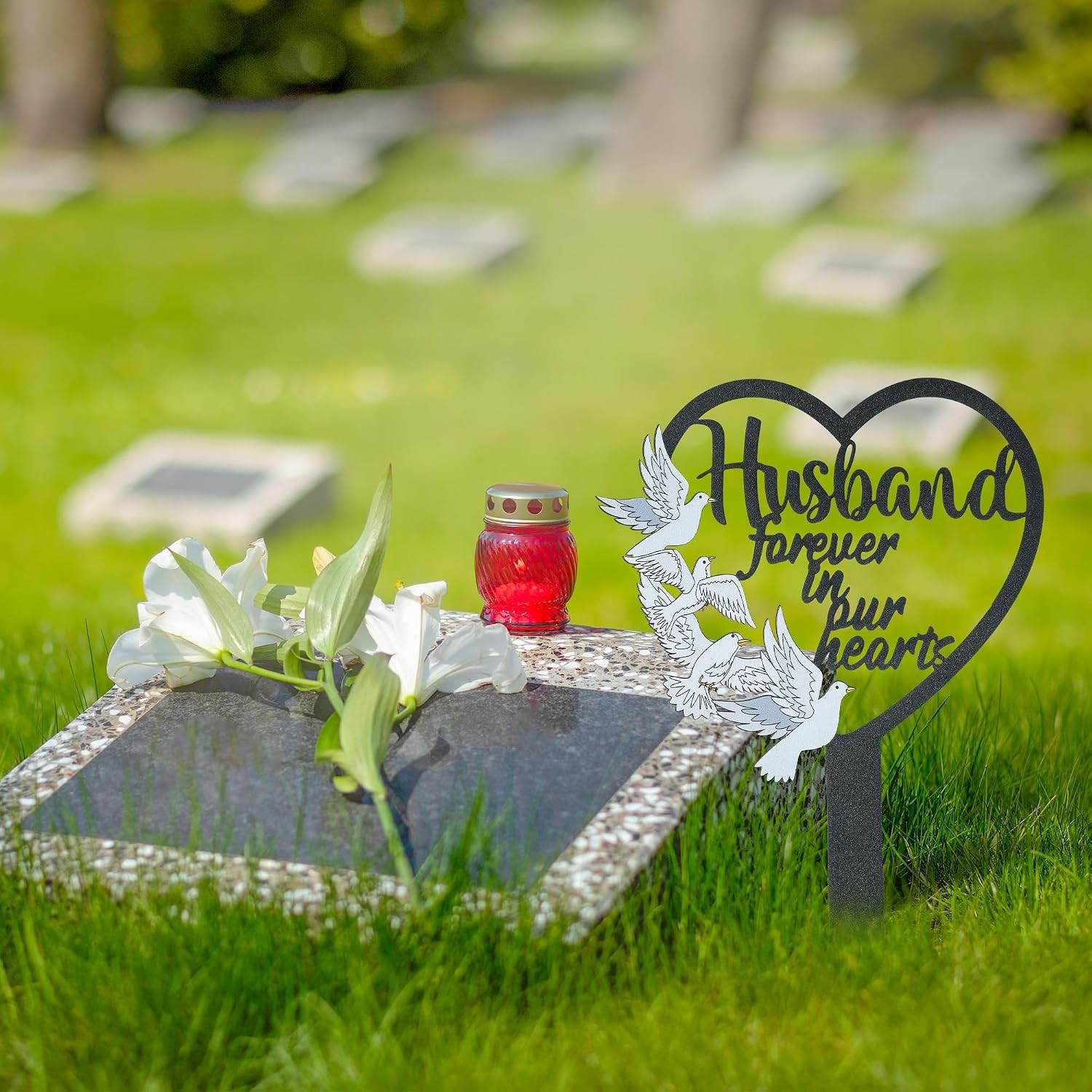 Dove-Embellished Husband Plaque – Durable Sympathy Sign for Graveyards 11×7.9