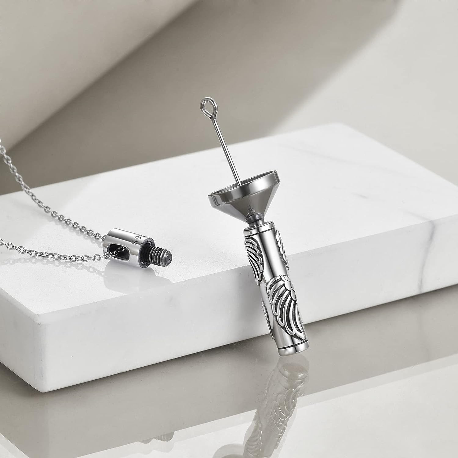 Sterling Silver Cremation Urn Necklace for Ashes Keepsake Memorial Urn Pendant