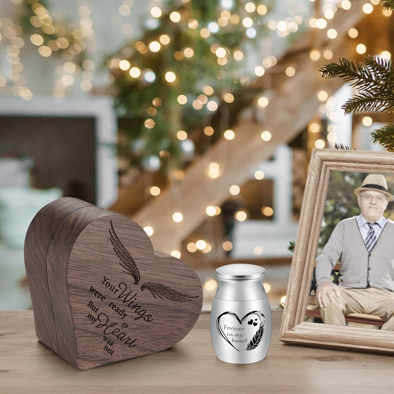 Heart-Shaped Mini Cremation Urn – ‘Forever in My Heart’ Stainless Steel Keepsake