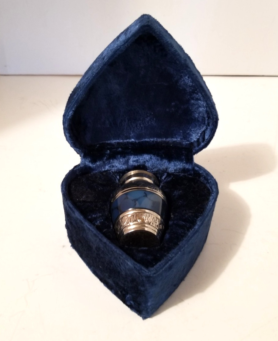 Cherishedly Yours Mini Keepsake Urn for Cremains Human Pet in velvet heart case