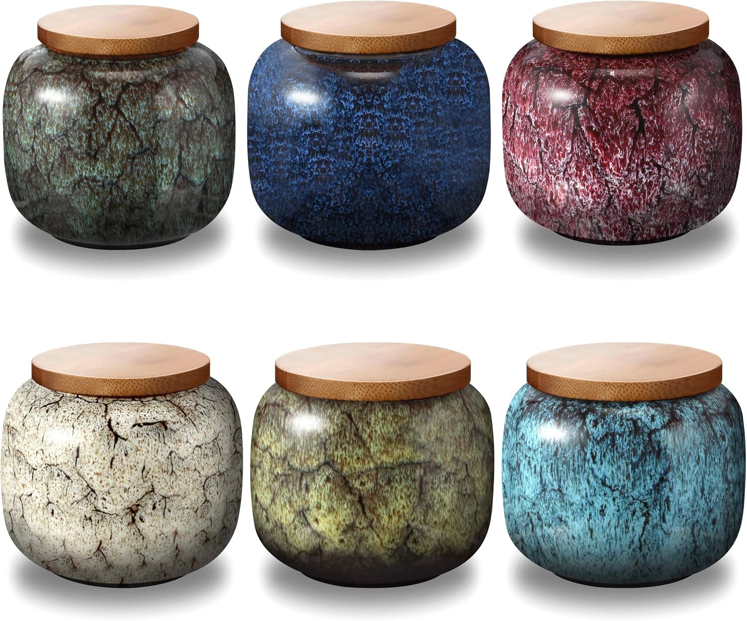 6 Pack Mini Ceramic Cremation Urns for Human Ashes, Keepsake Memorial Urns with
