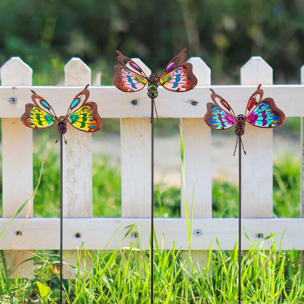 3 Pack Butterfly Decorative Garden Stakes,Butterflies Porch Decorations Outdo…