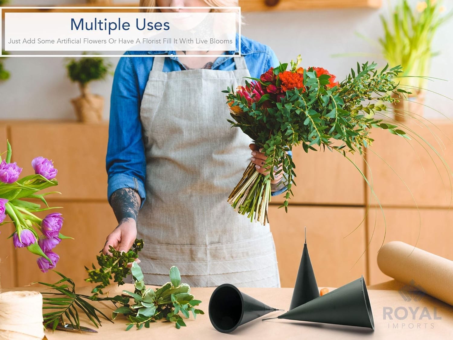 Cemetery Vases for Grave with Spikes Flowers Holder Decorations, Outdoor Memo…